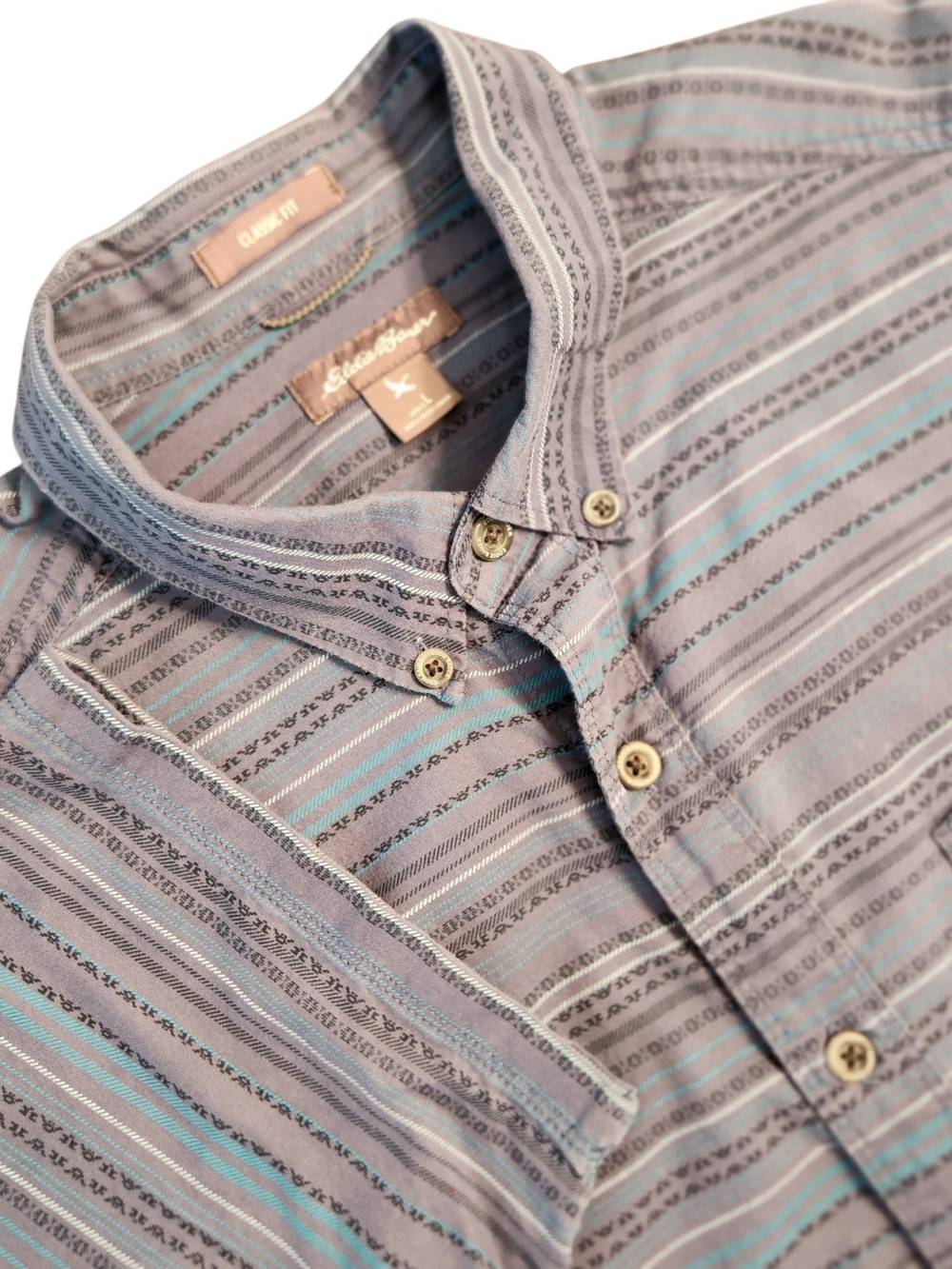Eddie Bauer Vintage Men's Large Classic Fit Stripe Cotton Heritage Americana